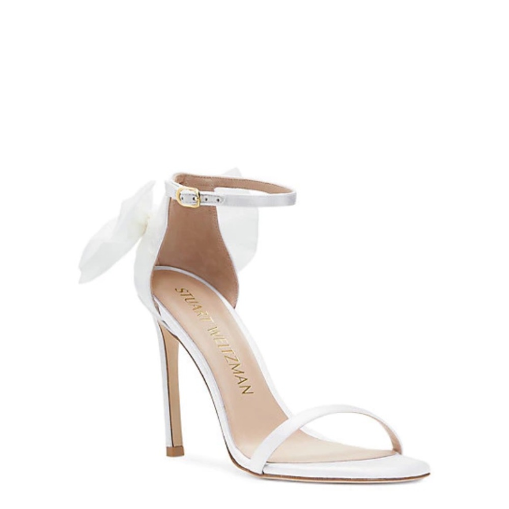 Stuart Weitzman Nudisong Mesh Bow Heel Sandal - Picture 3 of 12